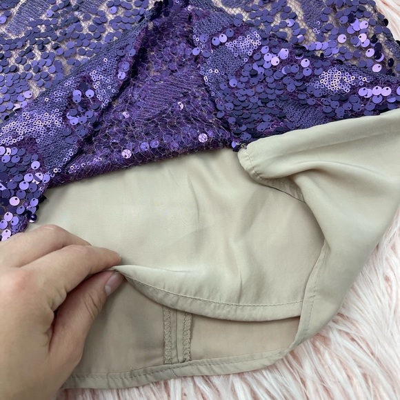 NEW Very J Purple Sequins Chiffon Tank Blouse Top - Picture 3 of 6